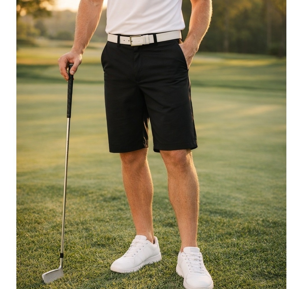 Adidas Mens Climalite Golf Shorts Black Flat Front Performance Size 38 Cooling